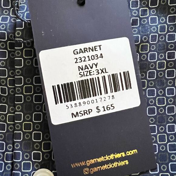 Garnet Los Angeles Button Up Shirt 3X Mens Navy Geometric Long Sleeve Work New - Picture 5 of 8